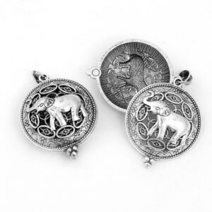 silver elephant, essential oil diffuser, locket, antique silver,