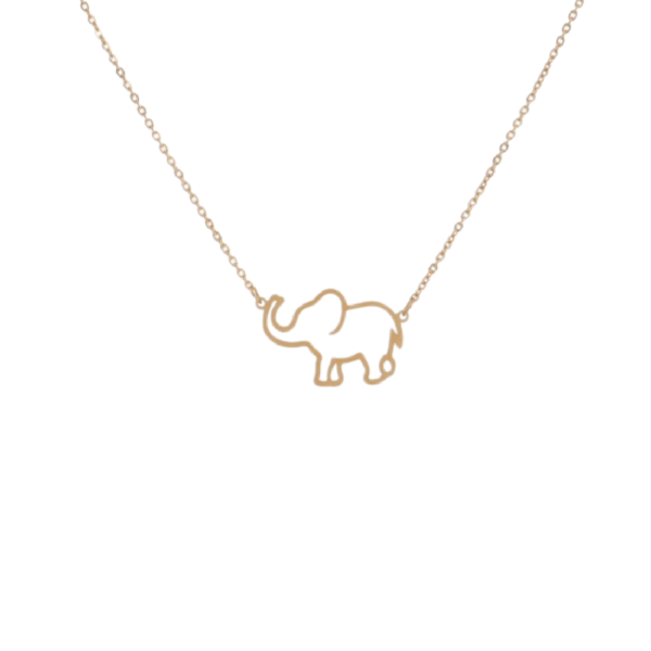 18k gold elephant necklace, gold necklace, baby elephant necklace, gold elephant necklace,